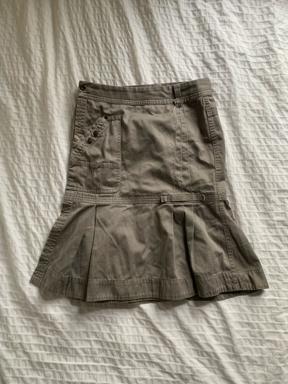 Diesel greyish beige cargo pleated wrap skirt